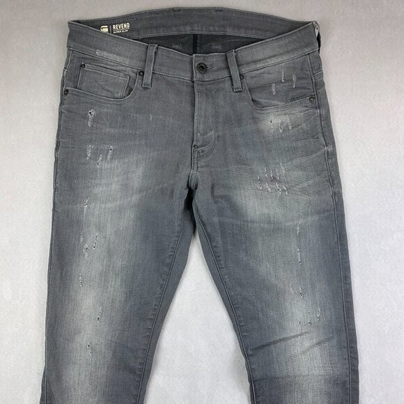 G Star Raw Mens Pants 33 Gray Jeans Revend Super Slim Distressed Faded 33x36 - Picture 2 of 13